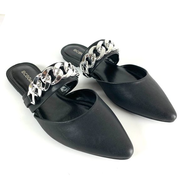 BCBGeneration Womens Black Leather Pointed Toe Slip On Mules Size 7.5 - Picture 2 of 10